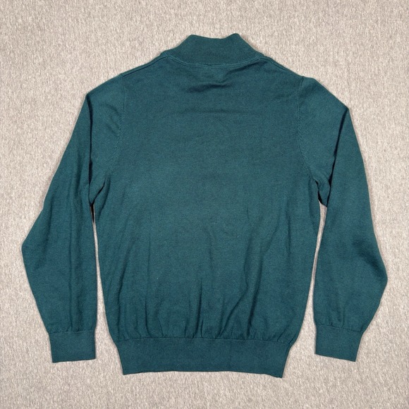 L.L. Bean Sweater Mens S Quarter Zip Wicked Soft Cotton/Cashmere Teal Blue NEW - Picture 2 of 8